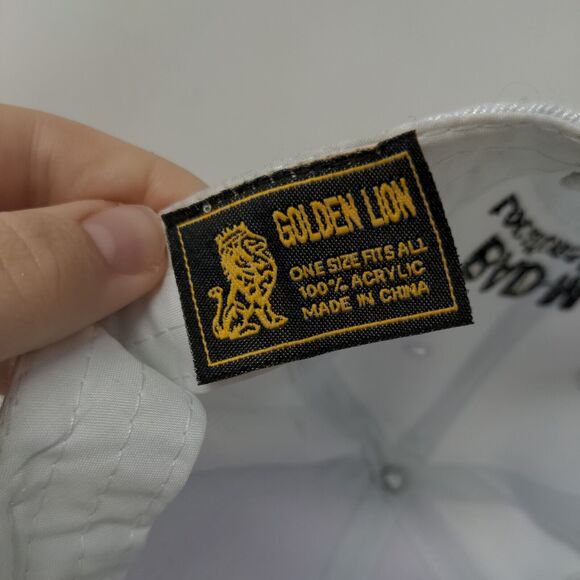 Telesis Mode On Strapback Hat White OSFA Adjustable Embroidered Golden Lion - Picture 7 of 7